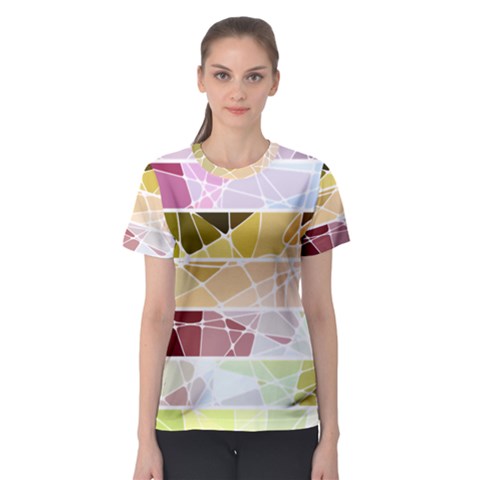Geometric Mosaic Line Rainbow Women s Sport Mesh Tee by Alisyart