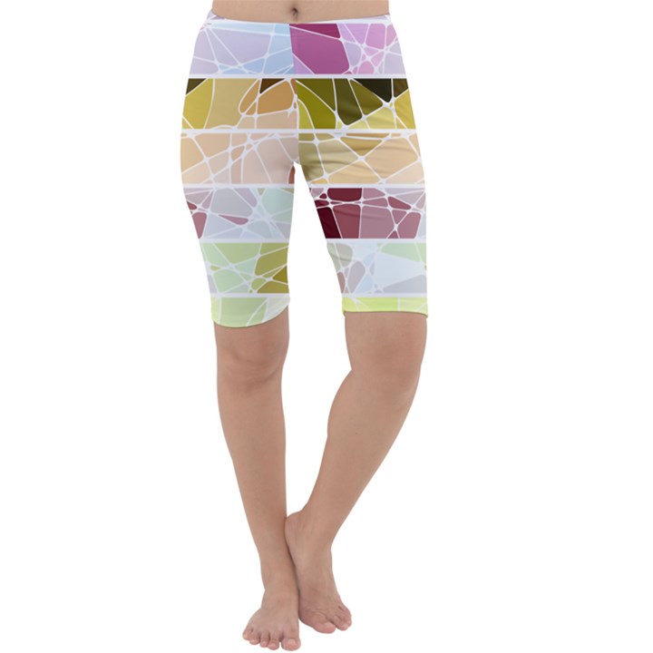 Geometric Mosaic Line Rainbow Cropped Leggings 