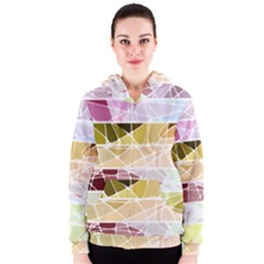 Geometric Mosaic Line Rainbow Women s Zipper Hoodie