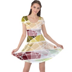 Geometric Mosaic Line Rainbow Cap Sleeve Dresses