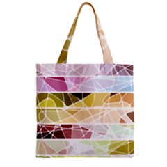 Geometric Mosaic Line Rainbow Zipper Grocery Tote Bag