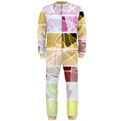 Geometric Mosaic Line Rainbow OnePiece Jumpsuit (Men) 
