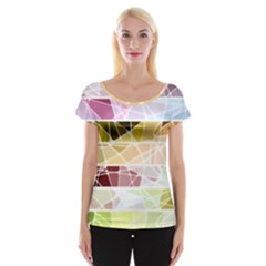 Geometric Mosaic Line Rainbow Women s Cap Sleeve Top