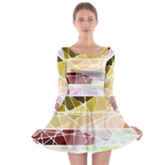Geometric Mosaic Line Rainbow Long Sleeve Skater Dress