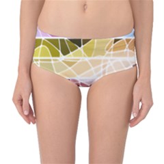 Geometric Mosaic Line Rainbow Mid-Waist Bikini Bottoms