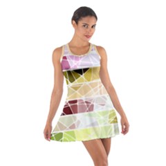 Geometric Mosaic Line Rainbow Cotton Racerback Dress