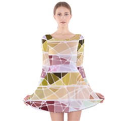 Geometric Mosaic Line Rainbow Long Sleeve Velvet Skater Dress