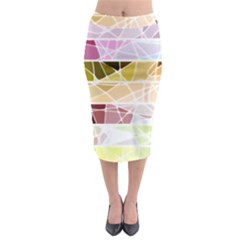 Geometric Mosaic Line Rainbow Midi Pencil Skirt
