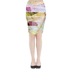 Geometric Mosaic Line Rainbow Midi Wrap Pencil Skirt