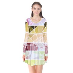 Geometric Mosaic Line Rainbow Flare Dress