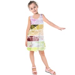 Geometric Mosaic Line Rainbow Kids  Sleeveless Dress