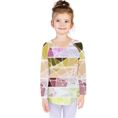 Geometric Mosaic Line Rainbow Kids  Long Sleeve Tee