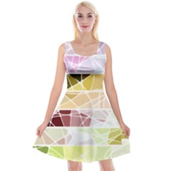 Geometric Mosaic Line Rainbow Reversible Velvet Sleeveless Dress