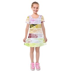 Geometric Mosaic Line Rainbow Kids  Short Sleeve Velvet Dress by Alisyart