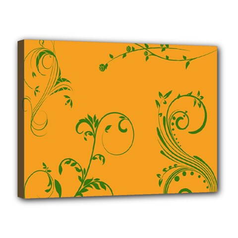 Nature Leaf Green Orange Canvas 16  X 12 