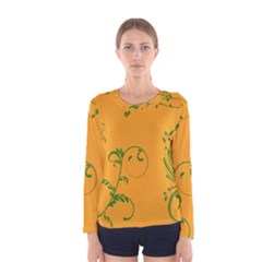 Nature Leaf Green Orange Women s Long Sleeve Tee