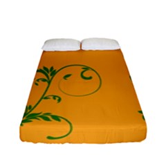 Nature Leaf Green Orange Fitted Sheet (Full/ Double Size)