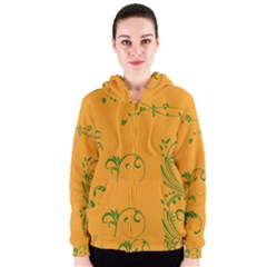 Nature Leaf Green Orange Women s Zipper Hoodie