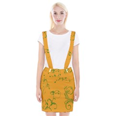 Nature Leaf Green Orange Suspender Skirt by Alisyart