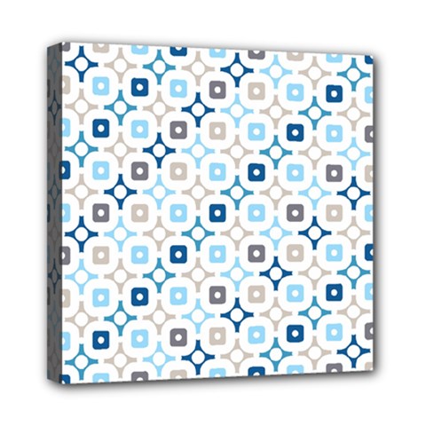 Plaid Line Chevron Wave Blue Grey Circle Mini Canvas 8  X 8 