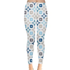 Plaid Line Chevron Wave Blue Grey Circle Leggings  by Alisyart