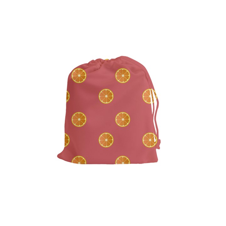 Oranges Lime Fruit Red Circle Drawstring Pouches (Small) 