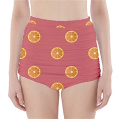 Oranges Lime Fruit Red Circle High-waisted Bikini Bottoms by Alisyart