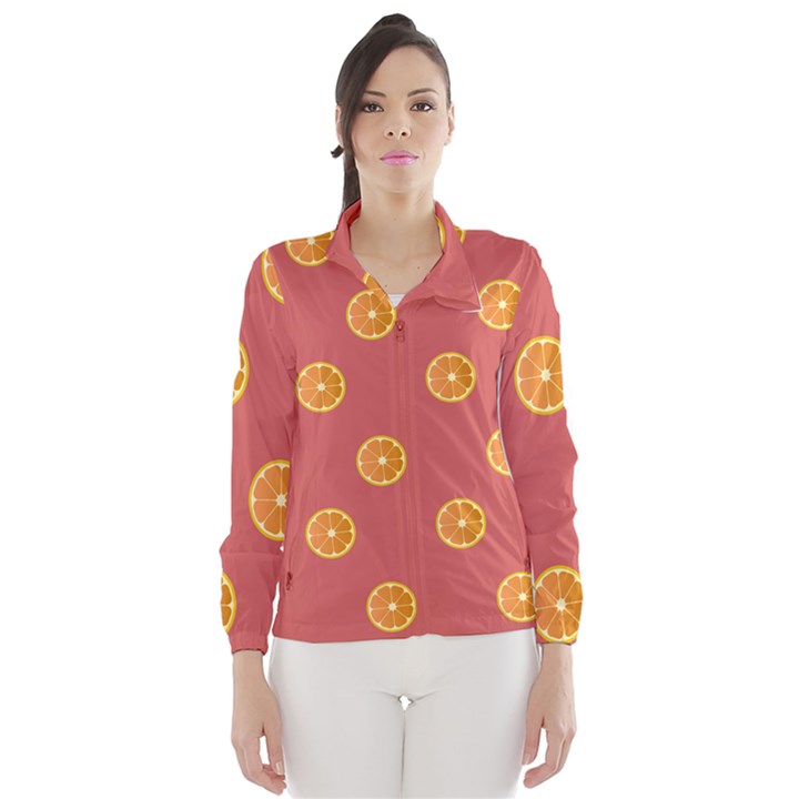 Oranges Lime Fruit Red Circle Wind Breaker (Women)