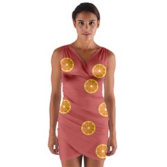 Oranges Lime Fruit Red Circle Wrap Front Bodycon Dress