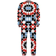 Oriental Star Plaid Triangle Red Black Blue White Onepiece Jumpsuit (men)  by Alisyart