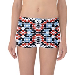Oriental Star Plaid Triangle Red Black Blue White Boyleg Bikini Bottoms by Alisyart