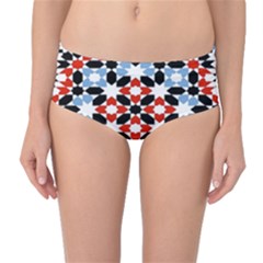 Oriental Star Plaid Triangle Red Black Blue White Mid-waist Bikini Bottoms by Alisyart