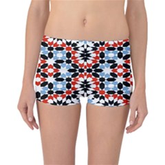 Oriental Star Plaid Triangle Red Black Blue White Reversible Bikini Bottoms by Alisyart