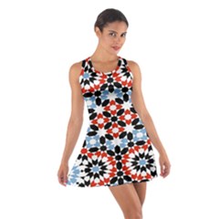 Oriental Star Plaid Triangle Red Black Blue White Cotton Racerback Dress by Alisyart