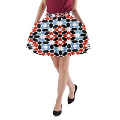 Oriental Star Plaid Triangle Red Black Blue White A-line Pocket Skirt by Alisyart