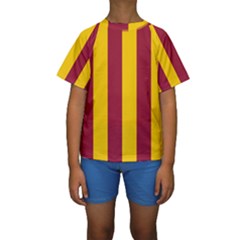 Red Yellow Flag Kids  Short Sleeve Swimwear