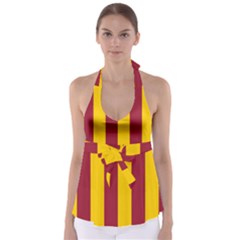 Red Yellow Flag Babydoll Tankini Top