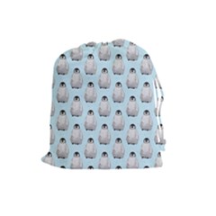Penguin Animals Ice Snow Blue Cool Drawstring Pouches (large) 
