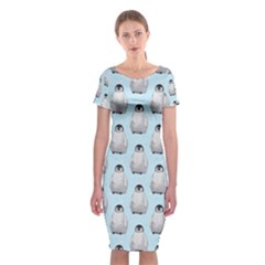 Penguin Animals Ice Snow Blue Cool Classic Short Sleeve Midi Dress