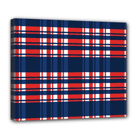 Plaid Red White Blue Deluxe Canvas 24  X 20  