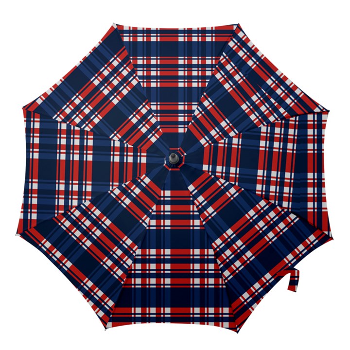 Plaid Red White Blue Hook Handle Umbrellas (Medium)