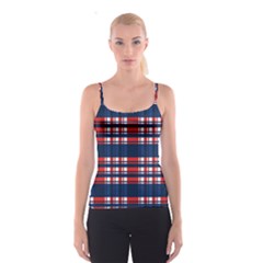 Plaid Red White Blue Spaghetti Strap Top by Alisyart