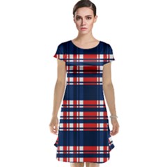 Plaid Red White Blue Cap Sleeve Nightdress by Alisyart