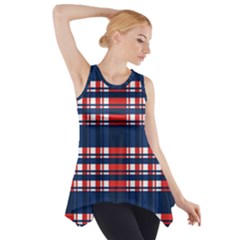 Plaid Red White Blue Side Drop Tank Tunic