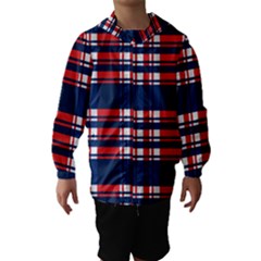 Plaid Red White Blue Hooded Wind Breaker (kids) by Alisyart