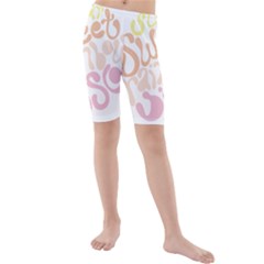 Sugar Sweet Rainbow Kids  Mid Length Swim Shorts