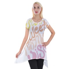 Sugar Sweet Rainbow Short Sleeve Side Drop Tunic by Alisyart