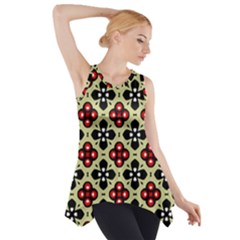 Seamless Floral Flower Star Red Black Grey Side Drop Tank Tunic