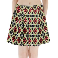 Seamless Floral Flower Star Red Black Grey Pleated Mini Skirt