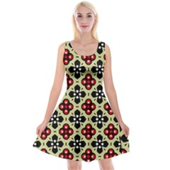 Seamless Floral Flower Star Red Black Grey Reversible Velvet Sleeveless Dress